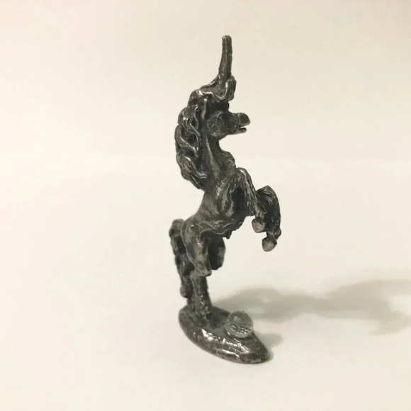 Vintage Unicorn  Figurine Crystal Ball Pewter Sculpture 2.5 Inch Tall - Picture 5 of 9